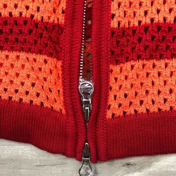 Rondina $235 Women Cardigan Striped Zip Red Coral - Picture 9 of 12